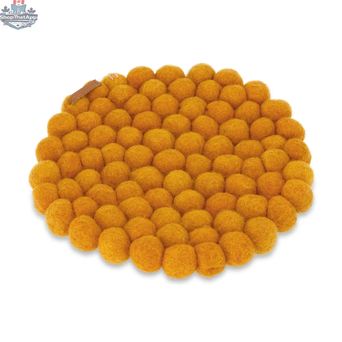 Orange Felt Ball Trivet - Hand-Felted New Zealand Wool Heat Mat (7.5") - Shopthatapp.ca