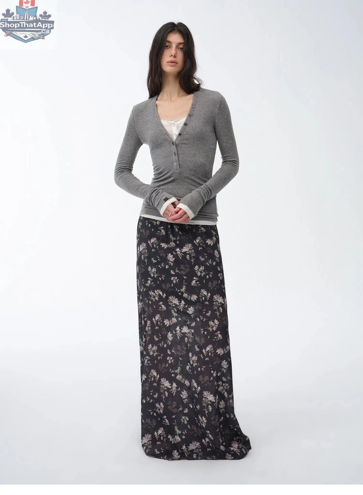 Gallery Dusse Vintage Print Draped Skirt for a Timeless Look - Shopthatapp.ca
