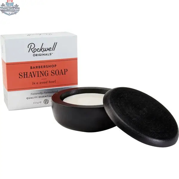 Rockwell Shave Soap Barbershop Scent in Black Wooden Bowl with Lid - 4oz / 113g - Shopthatapp.ca