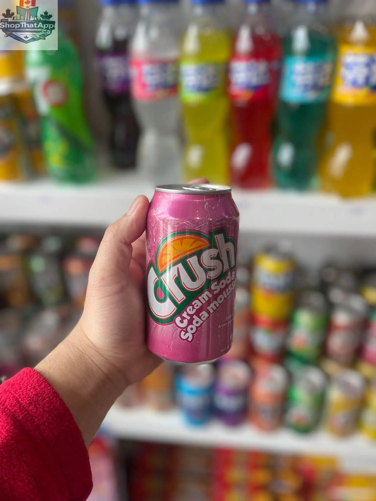 CRUSH Cream Soda Canada 355ml drink by Snack Bar Co, refreshing beverage in a glass bottle with a colorful label.