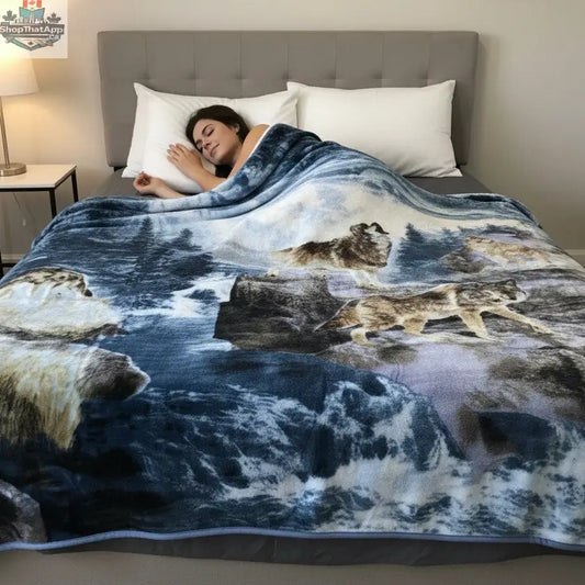 LUXURY PLUSH ULTRA SOFT BLANKET (Wolf Paradise) - Shopthatapp.ca