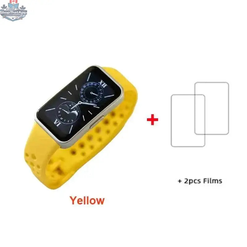 Huawei Band 9 smart band with 1.47-inch AMOLED screen, heart rate monitor, blood oxygen tracking, and 2-week battery life.