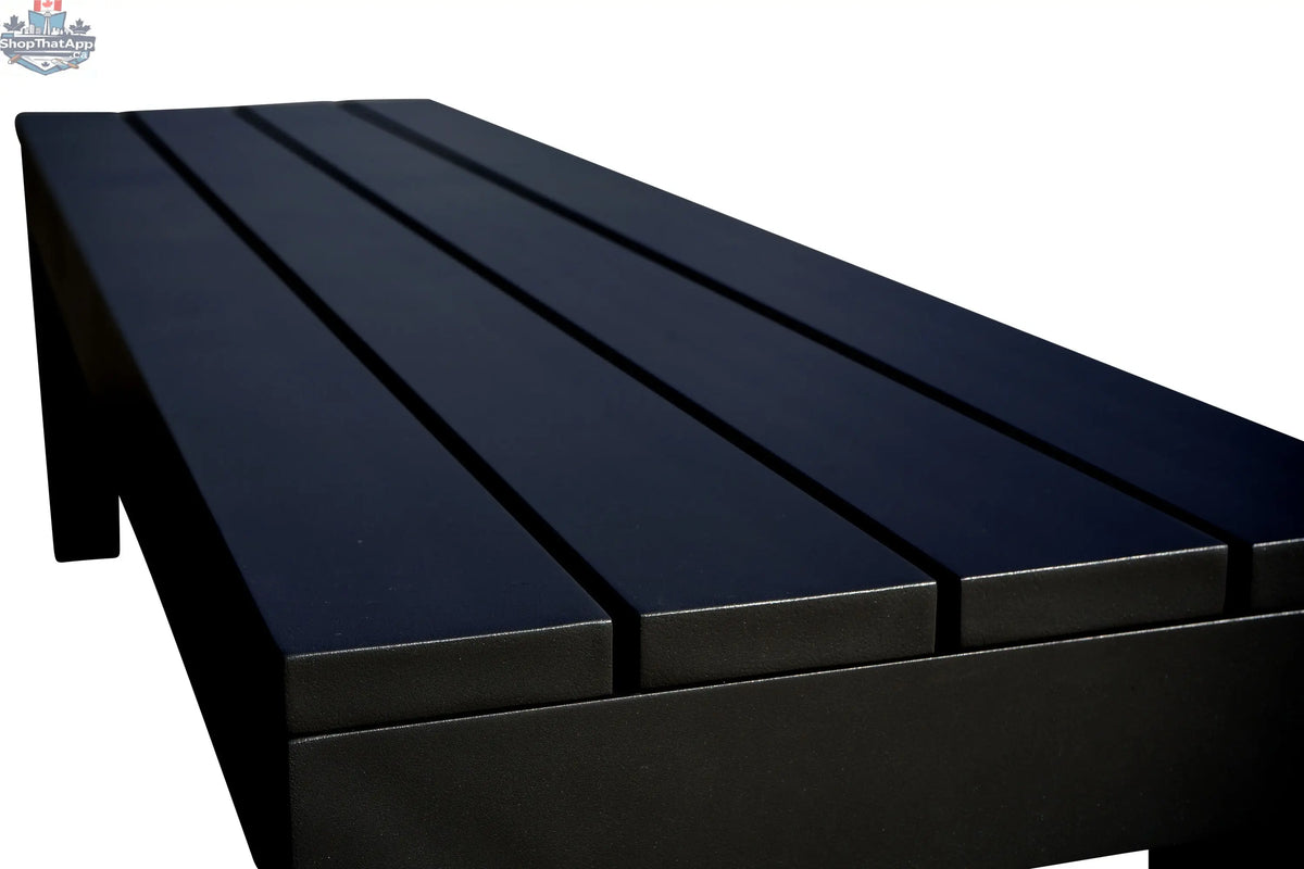 Black aluminum Enclover Chestnut Lux dining bench from the dining set, featuring sleek design and sturdy construction.