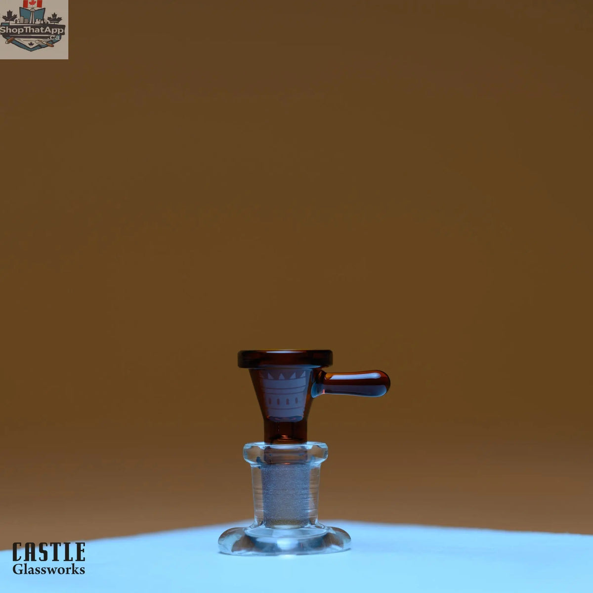 Castle Glassworks 14mm male bong bowl with stick tab design, high-quality glass for smoking accessories.