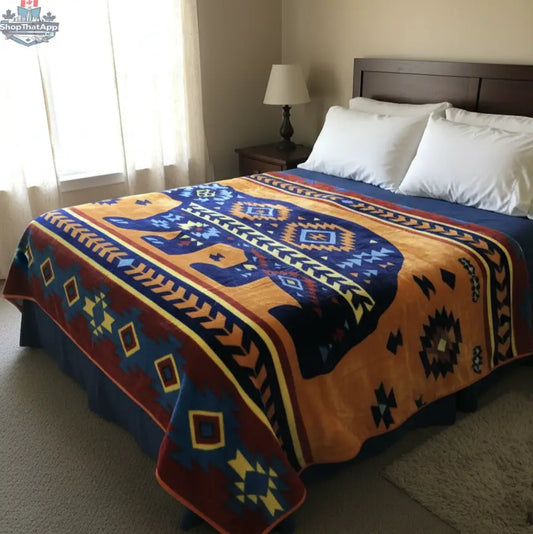 ULTRA SOFT LUXURY PLUSH BLANKET (Navajo Bear) - Shopthatapp.ca
