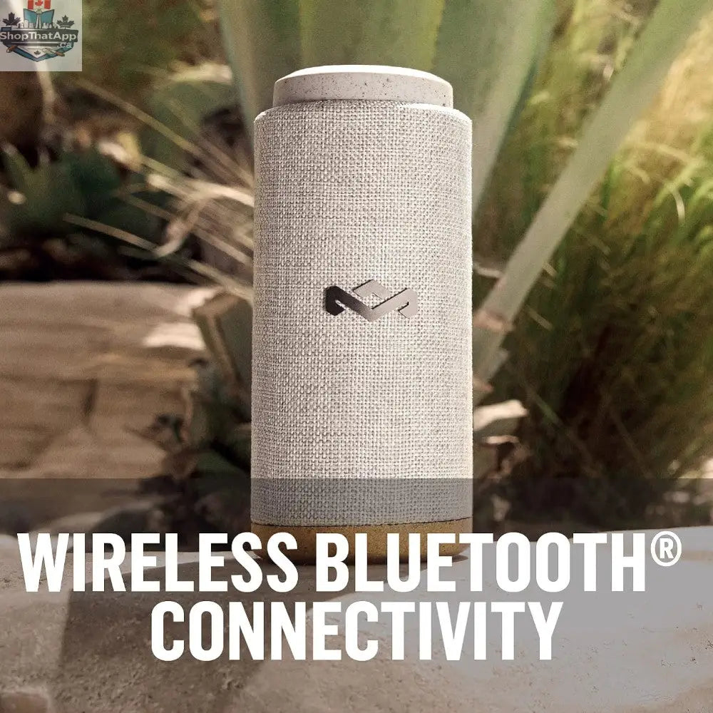 House of Marley waterproof No Bounds Sport speaker in black, shown with rugged design and portable features for outdoor use