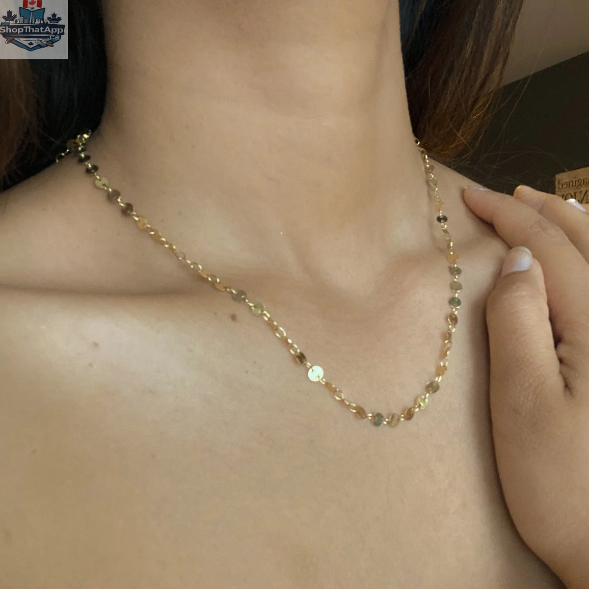Silver plate simple disc chain necklace from Suzie Blue Canada, featuring a delicate layered design on a fine chain.