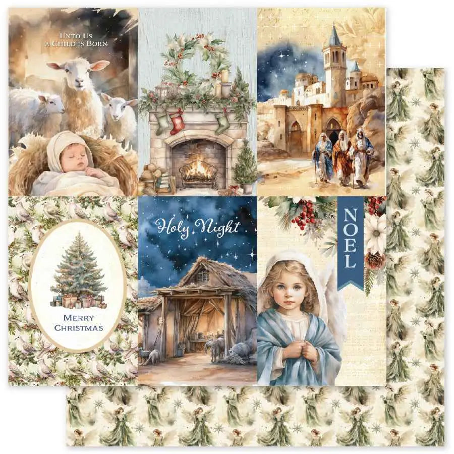 12x12 Joy to the World paper by Ecstasy Crafts, festive design cardstock for creative projects, shown in a bulk pack.