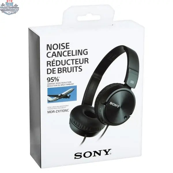 Refurbished Sony MDRZX110NC on-ear noise-canceling headphones with cushioned ear cups and adjustable headband, displayed on a white background.