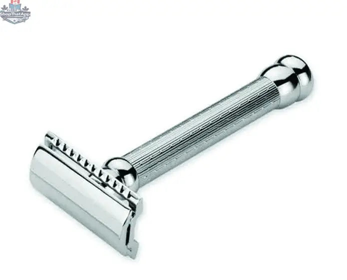 Merkur DE Safety Razor - 2-Piece Closed Comb with Extra Long Engine-Turned Chrome Handle - Shopthatapp.ca