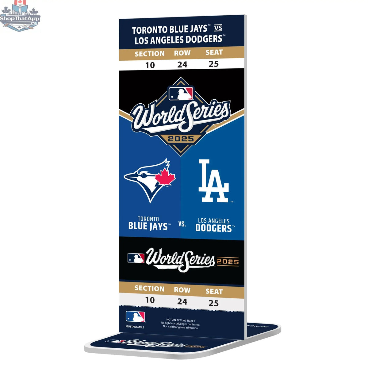 MLB World Series 2025 ticket for Toronto Blue Jays vs LA Dodgers, replica opening night ticket, sports decor collectible