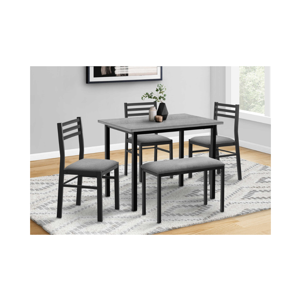 Ensemble de salle à manger 5pcs - dessus gris / base métal noir - Monarch (I1037) - Shopthatapp.ca