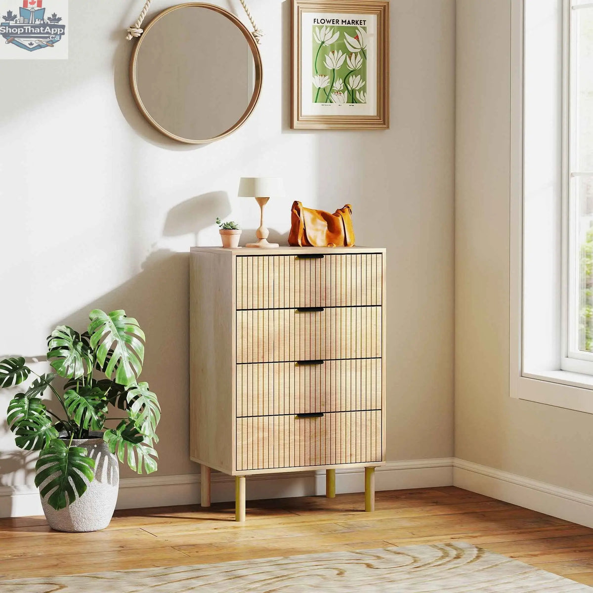 SLOTH Nation Jesse bedroom chest of drawers with fluted panels, solid wood legs, made of oak wood, stylish bedroom furniture piece