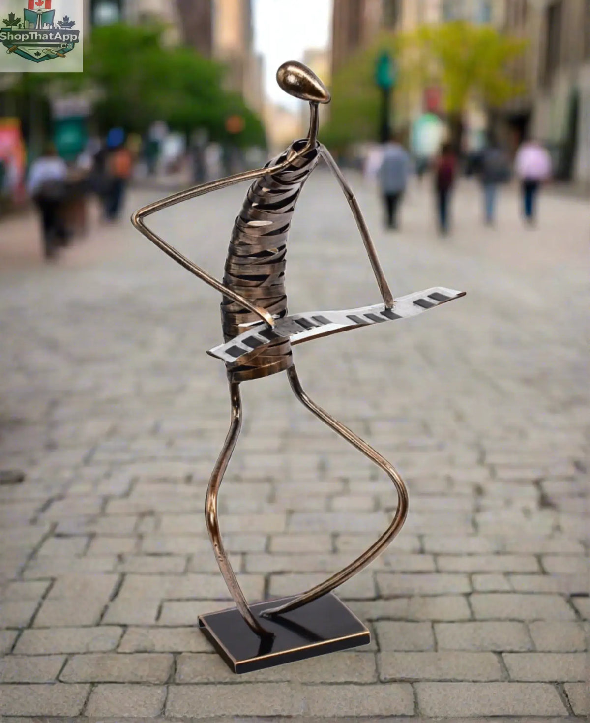 Handmade Bronze Piano Player Sculpture – 25-Inch Brushed Bronze Pianist Art - Shopthatapp.ca