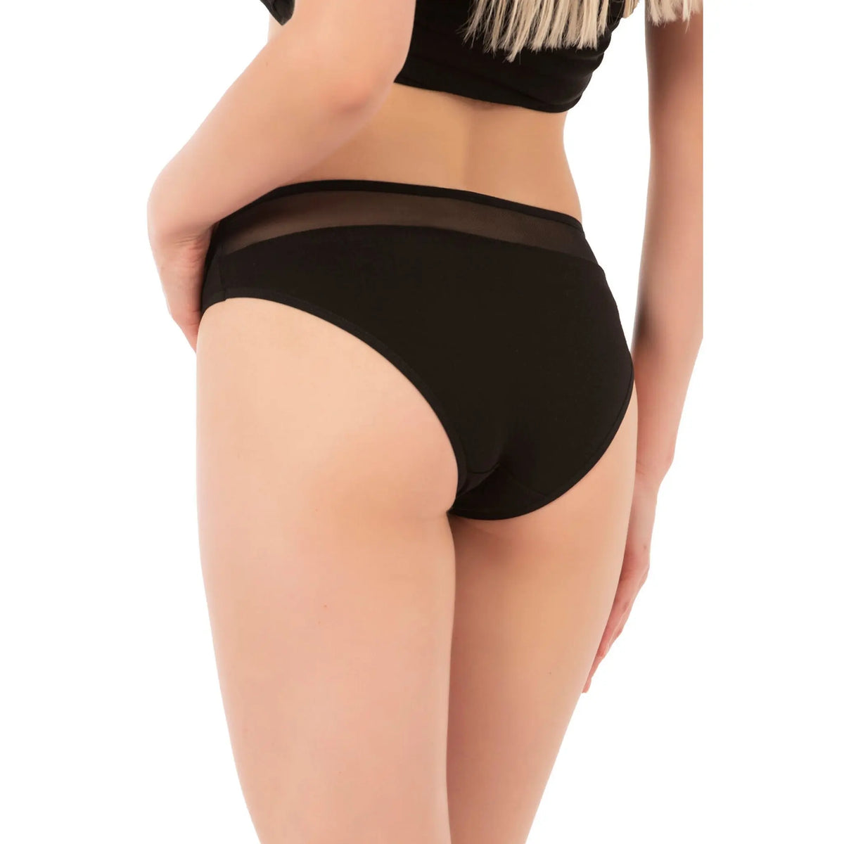 Seven women's cotton bikini panties with mesh waist, featuring comfortable fit and stylish design by Hazel Textile.