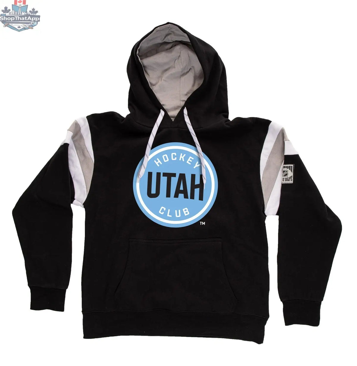 Utah Hockey Club Varsity Retro Style Hoodie by Calhoun Surf N' Skate, featuring team logo and classic design on front.