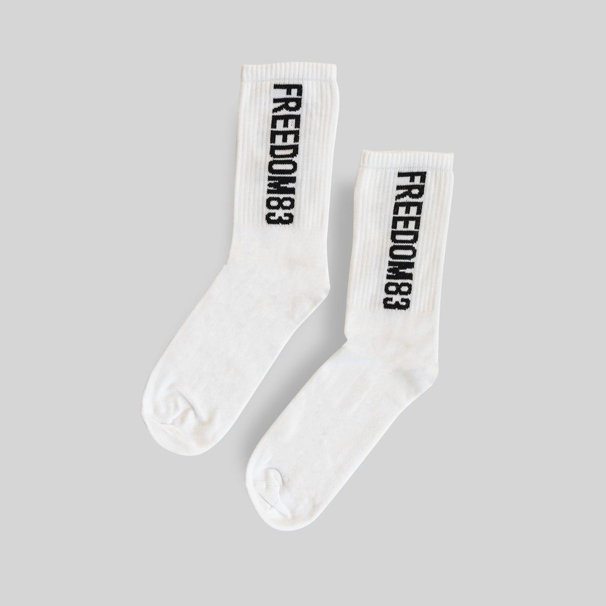 Freedom 83 White Crew Socks – Unisex