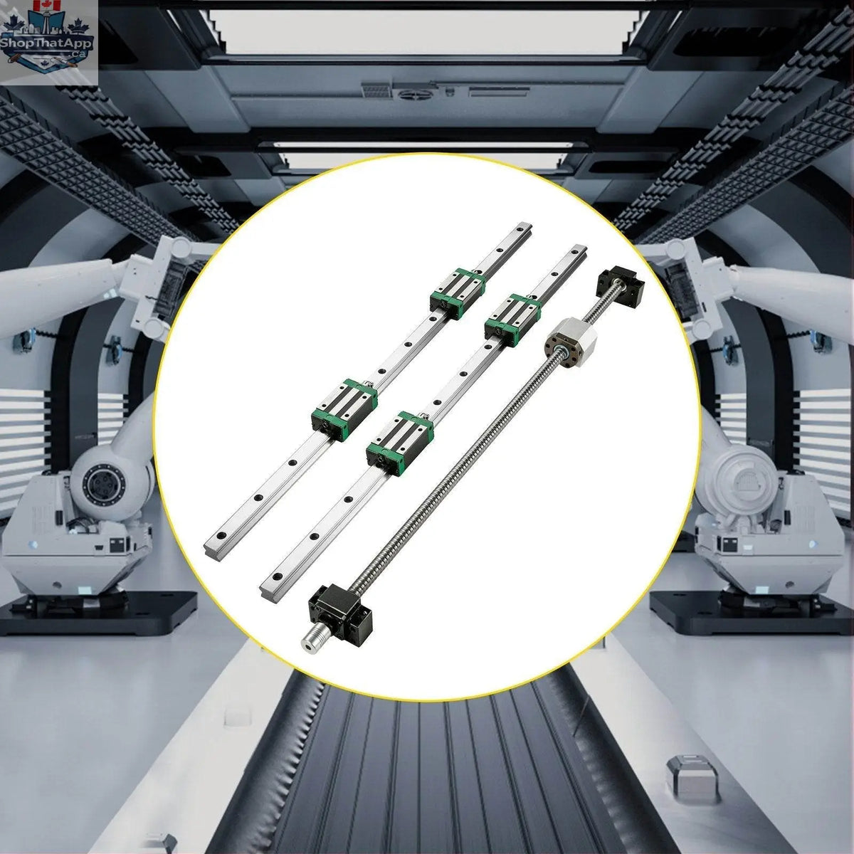 RM1605 Ballscrew Kit with BF12 BK12 coupling, linear guide rails, and slide blocks for DIY CNC routers, lathes, and mills.