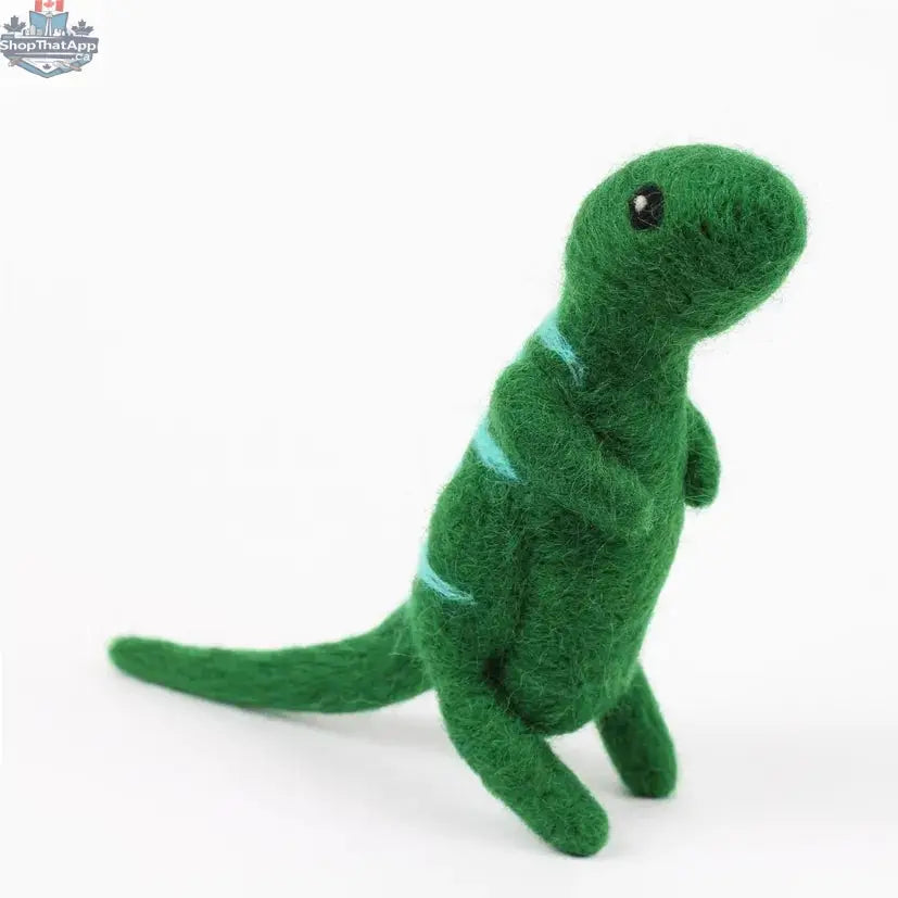 Hawthorn Handmade T-Rex Needle Felting Kit by Art Noise, featuring supplies for creating a miniature T-Rex felted figure.