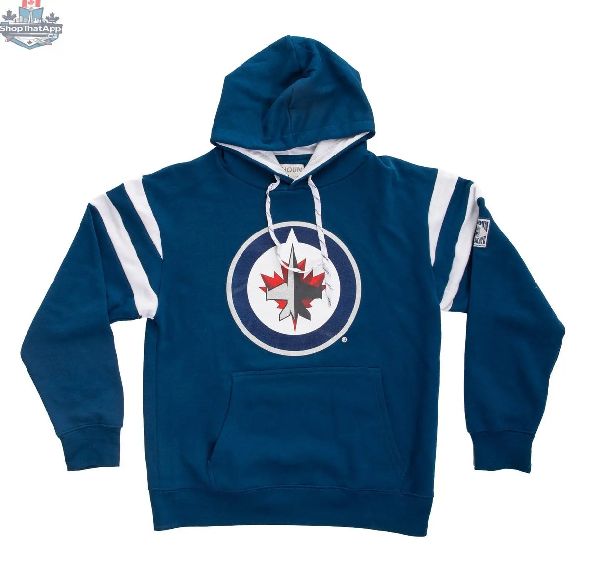 Winnipeg Jets retro varsity hoodie by Calhoun Surf N' Skate, vintage style sports apparel with team logo and classic design.