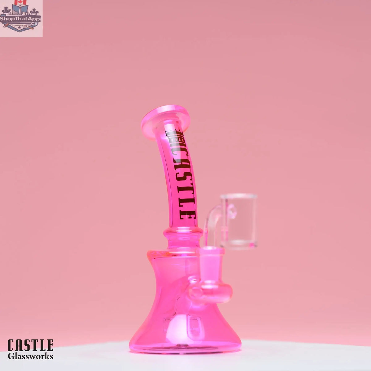 Castle Glassworks mini electroplated 7-inch high-performance dab rig with intricate glass design and compact shape for concentrates.