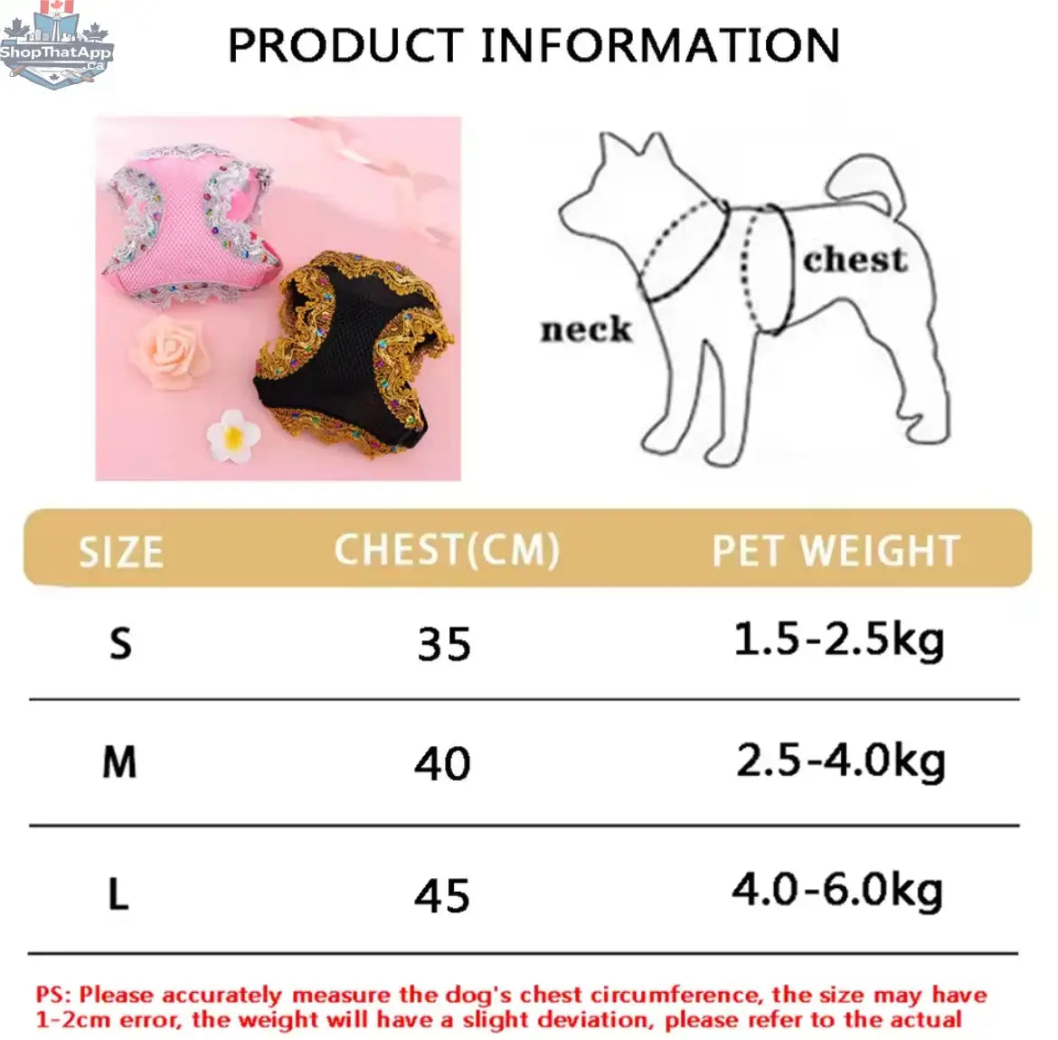 Crystal Dog Harness and Leash Set - Luxury Lace Designer Pet Wear - Shopthatapp.ca