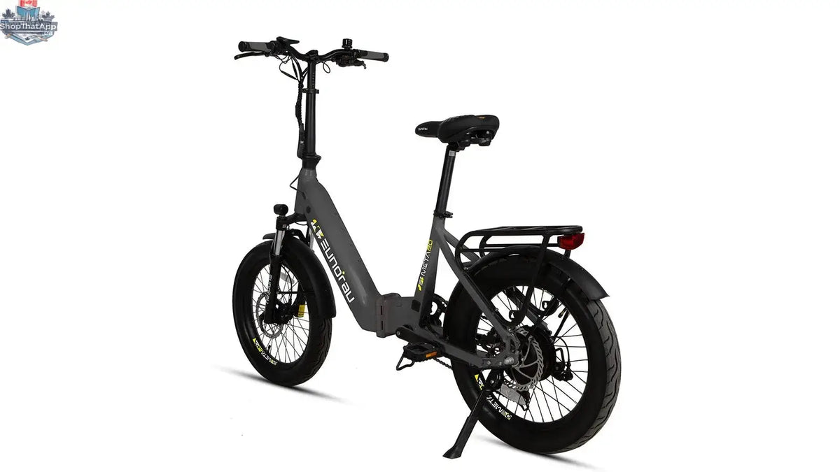 E-Vélo EUNORAU QUEBEC META20 1.0 electric bicycle with sleek frame and handlebar display, ready for urban gaming and riding adventures.