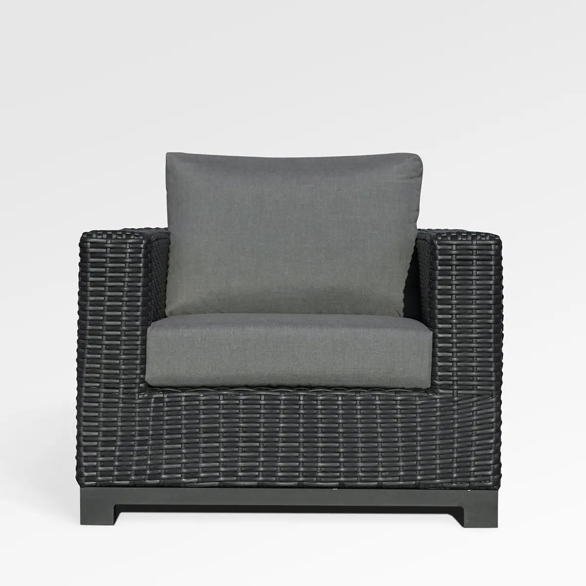 Enclover Trillium lounge chair with Sunbrella® cushions, showcasing a stylish outdoor seating option with comfortable, weather-resistant fabric.