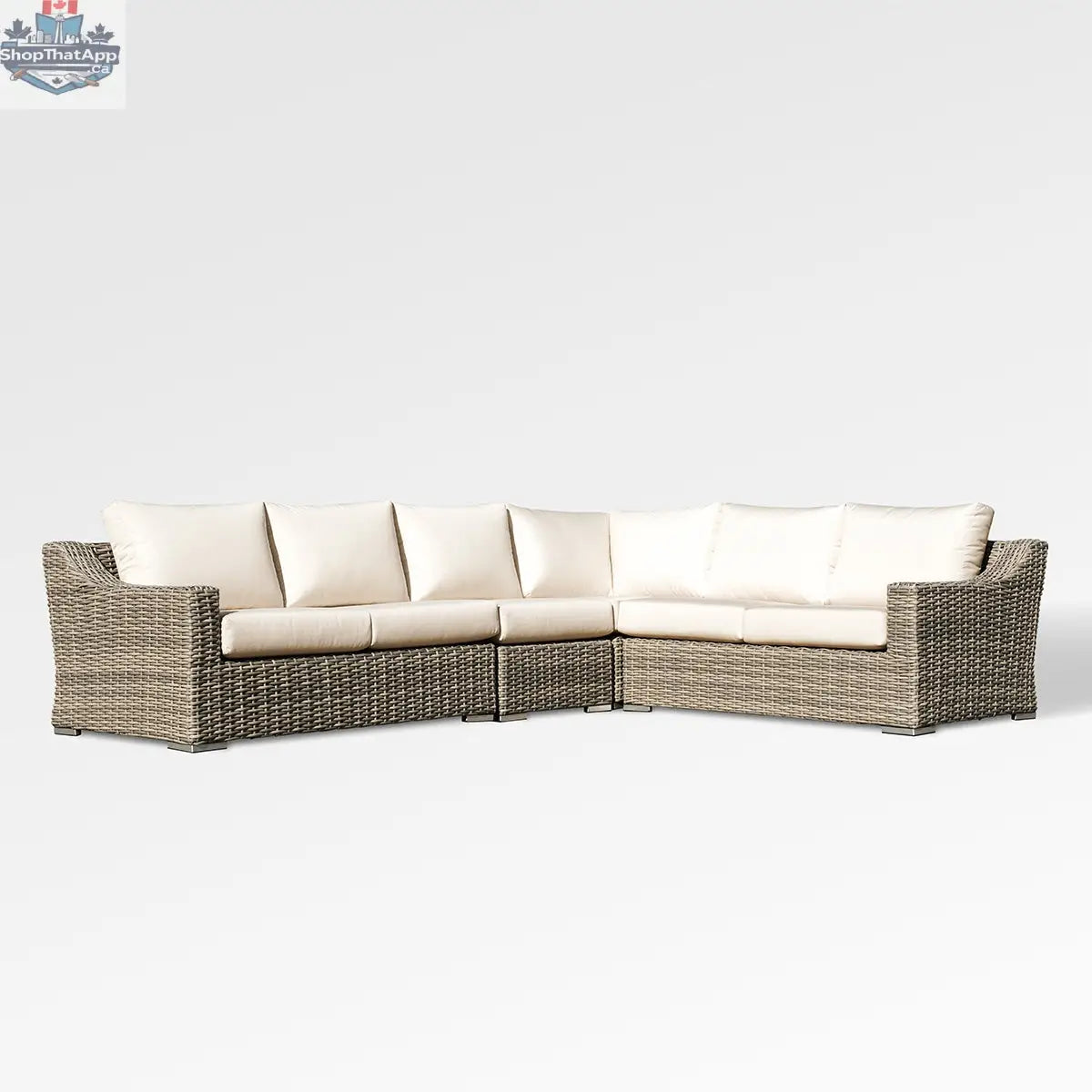 Enclover Tulip sectional sofa with six seats and Sunbrella® cushions, featuring modern design and comfortable seating.