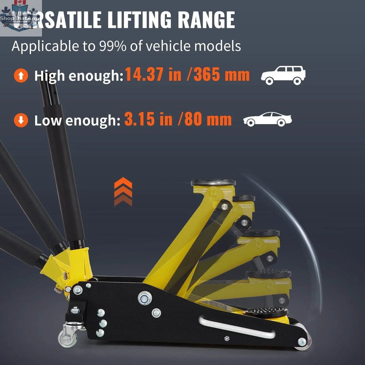 Aluminum steel 1.5 Ton low profile racing car jack with dual lift mechanism, designed for quick and stable vehicle lifting.