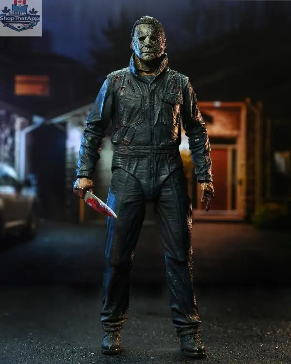 Toy Snowman Halloween Ends Michael Myers collectible action figure with detailed costume and menacing pose.