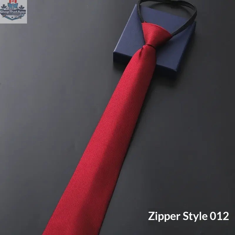 Mens Business Formal Zipper Tie With Blue Stripes - Shopthatapp.ca