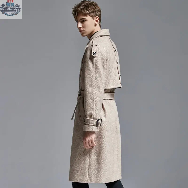 knee Herringbone Coat For Mens - Shopthatapp.ca