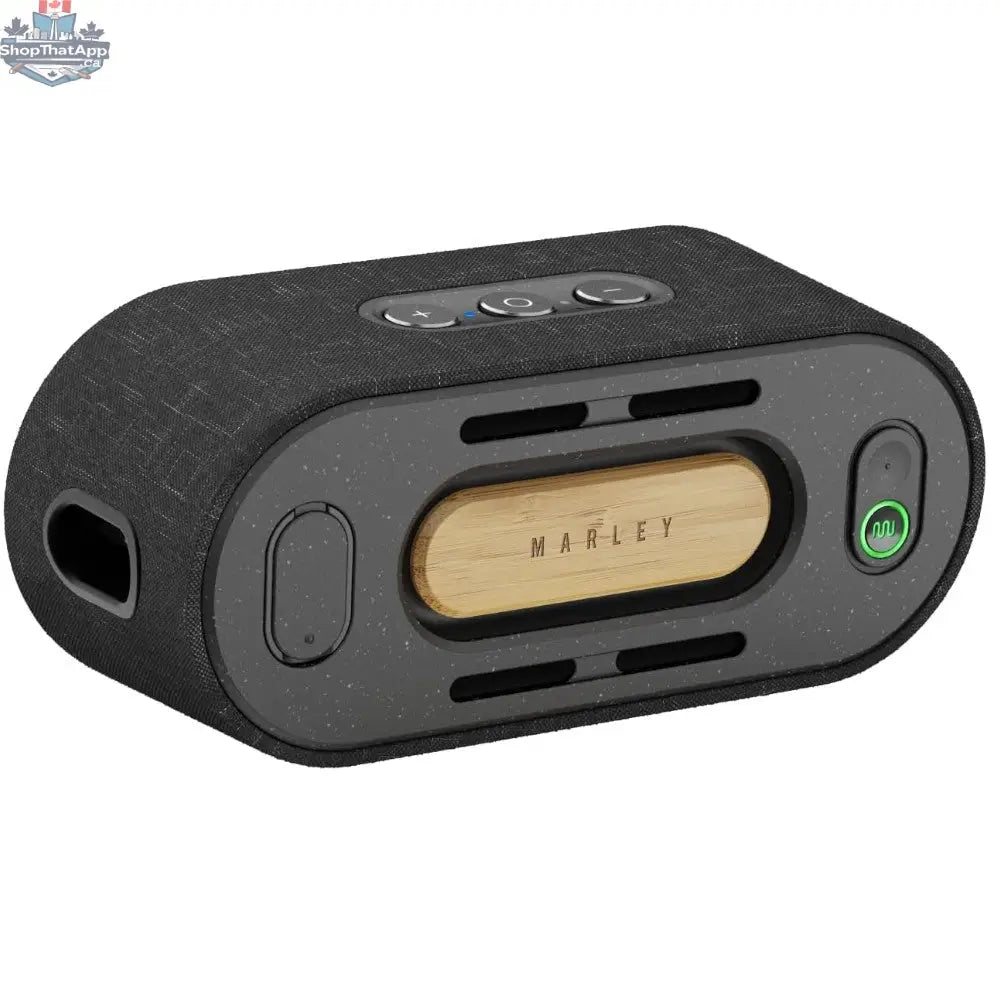 House of Marley Get Together Mini 2 Bluetooth speaker with black finish, compact design, and textured grill.