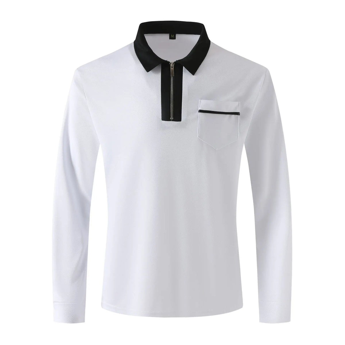 Men's 2024 Autumn Zipper Polo Shirt with long sleeves, stylish fashion from Like2b-uy featuring a modern zipper design.