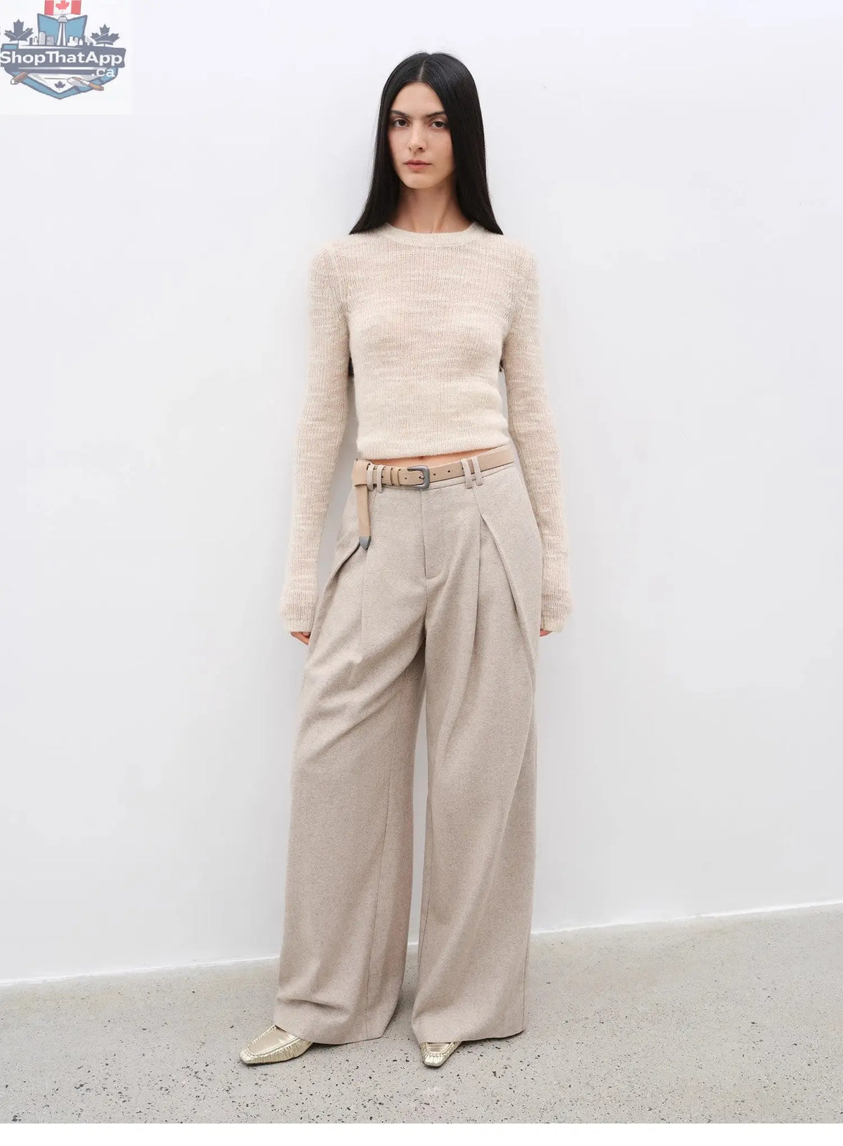 City Stroll Wool-Blend Wide-Leg Trousers for a Relaxed Autumn Look - Shopthatapp.ca