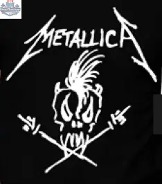 Metallica Scary Bones T-Shirt by Little Guitars featuring a bones logo design on a clothing item for fans.
