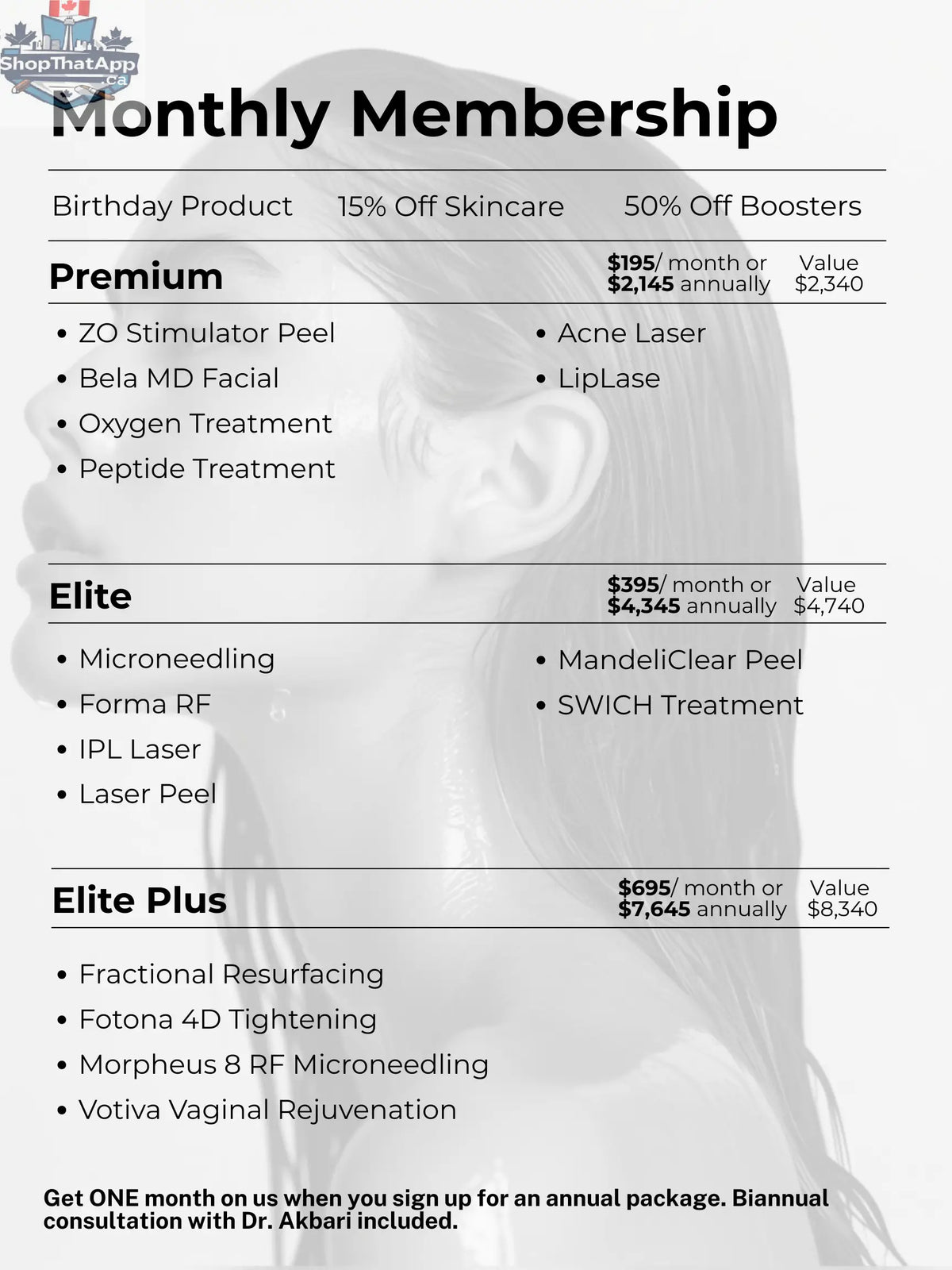 Close-up of Monarch MD Medical Aesthetics Premium Membership Annual card showing logo and golden accents.