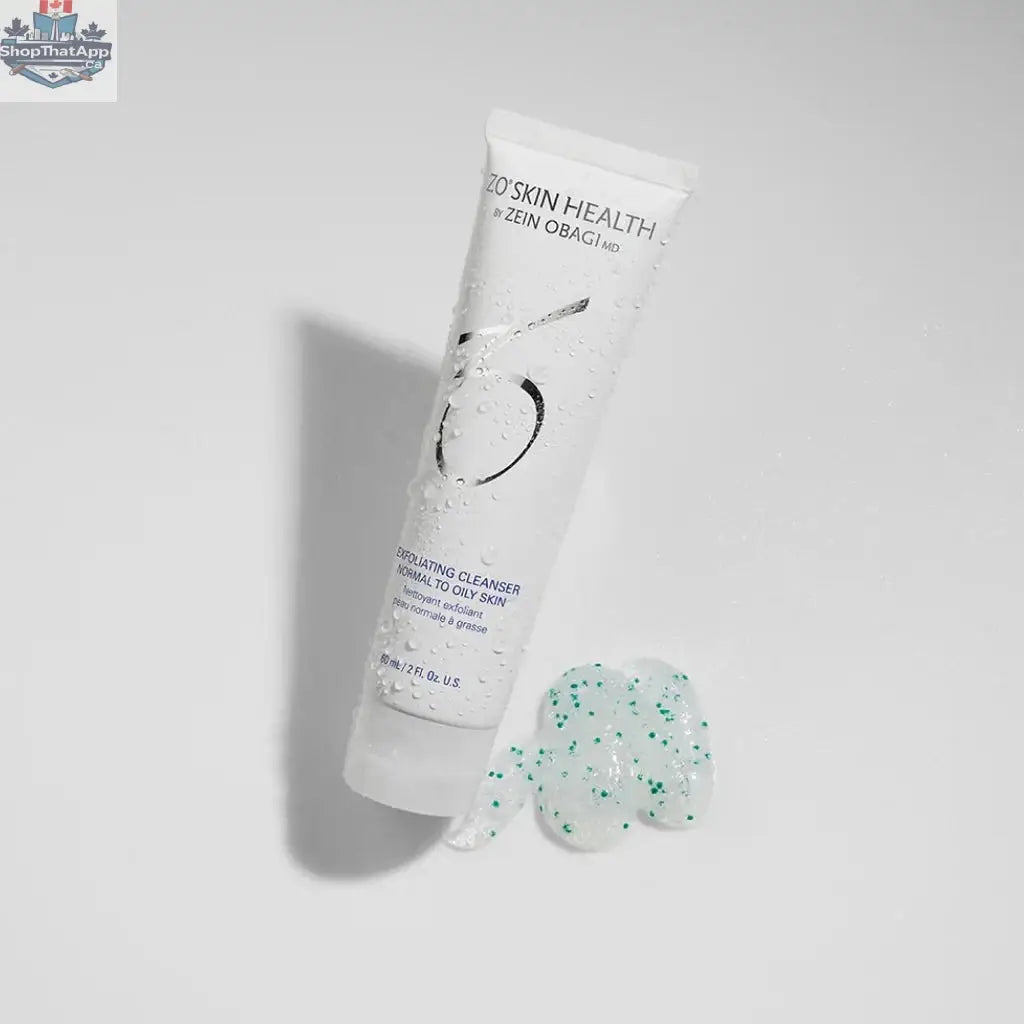 Travel-size ZO Exfoliating Cleanser by Monarch MD Medical Aesthetics showing the cleanser tube and packaging on a white background.