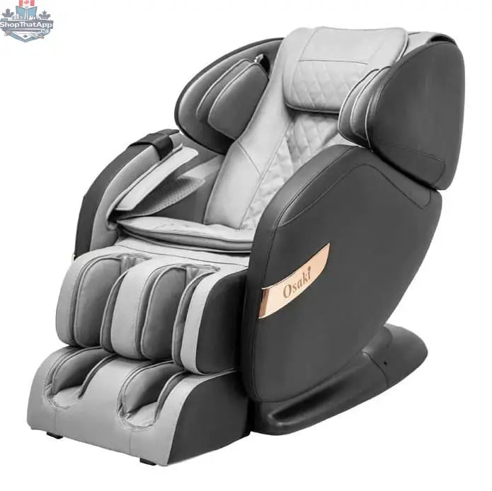 Osaki Canada OS Champ massage chair with padded armrests and ergonomic design, showcasing its sleek black exterior and modern features.