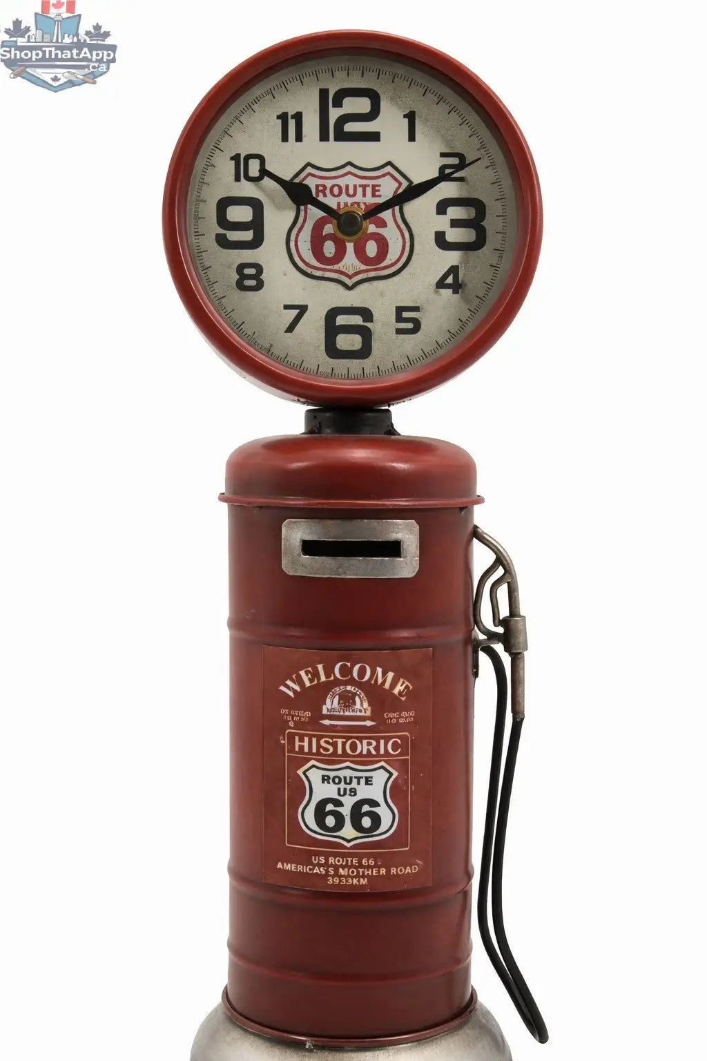 Vintage Route 66 Piggy Bank Clock: A Timeless Piece of Americana - Shopthatapp.ca