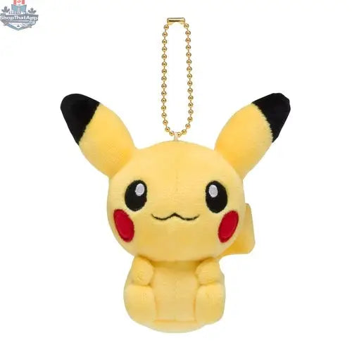 Bright yellow Pikachu Pokémon doll keychain from Banana Games & Hobby featuring a cute, detailed Pokémon character accessory.