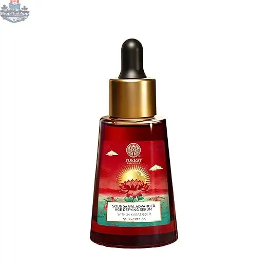 Forest Essentials age defying serum with 24K gold in a 30ml bottle, designed for advanced facial skin treatment.