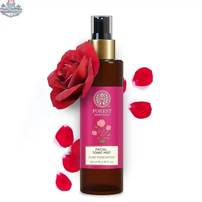 Forest Essentials Rosewater Facial Toner in 130ml bottle, hydrating Ayurvedic mist for refreshing, dewy skin and pore minimization