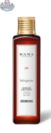 Kama Ayurveda Bringadi Hair Oil for intensive hair treatment, showing a bottle of herbal hair oil with natural ingredients.