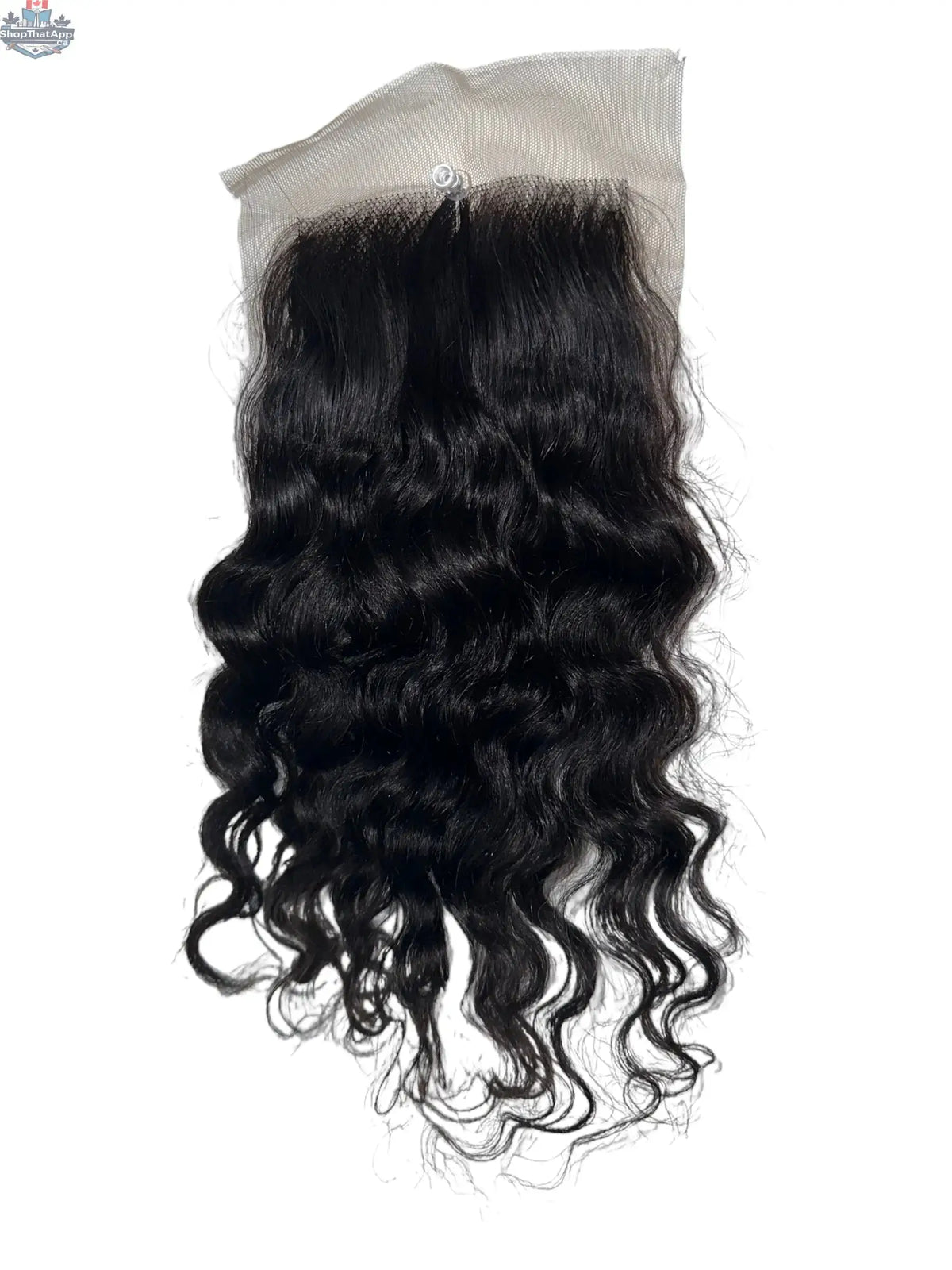 Curly hair closure made with Virgin Indian hair bundles, natural curls, and seamless attachment for hair extensions.