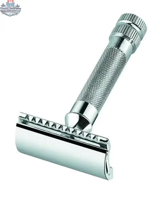 Merkur 34C Safety Razor - 2-Piece DE Chrome Razor with Closed Comb and Knurled Extra Thick Handle (HD) - Shopthatapp.ca
