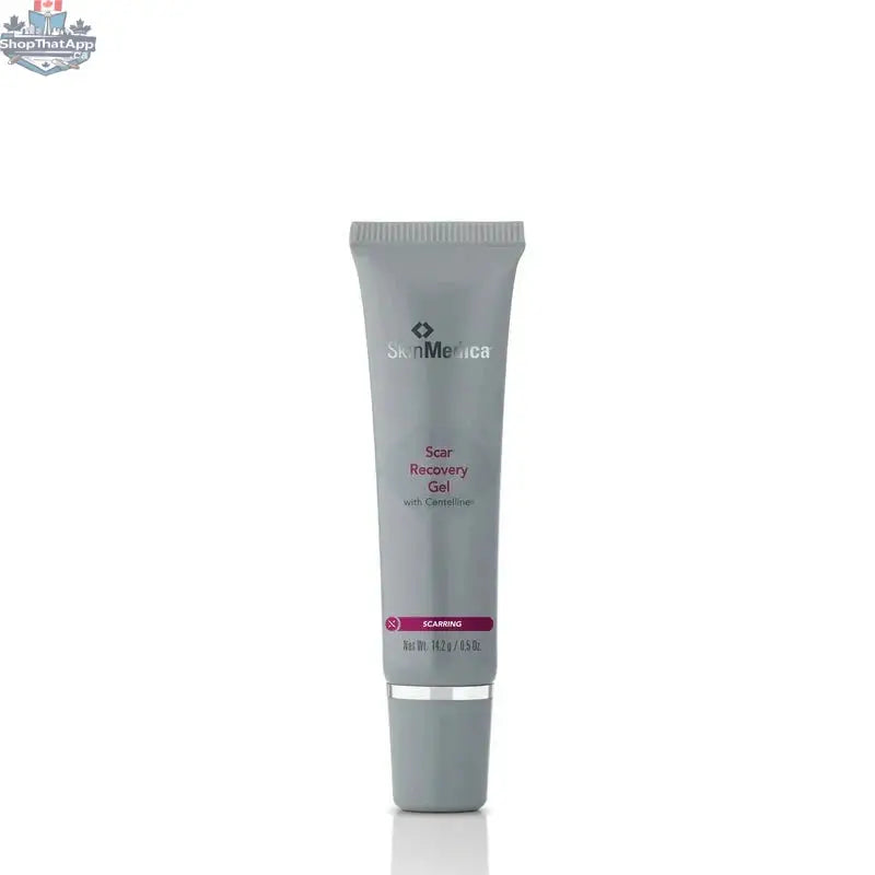 SkinMedica Scar Gel by Monarch MD Medical Aesthetics shown in a tube with a white cap and clear packaging.