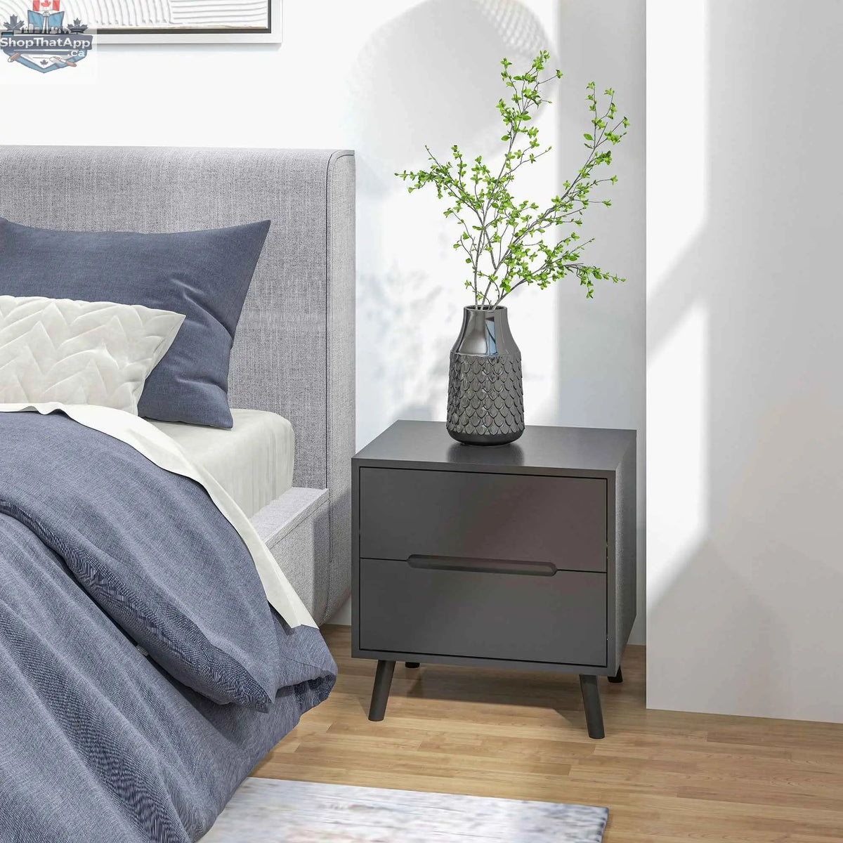 SLOTH Nation Avery Accent Table with 3 drawers, black bedroom storage cabinet, modern nightstand for stylish organization