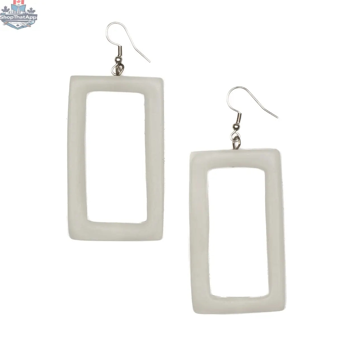 Resin rectangular earrings by Suzie Blue Canada featuring stylish and unique accessory design, shown in natural light.